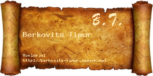 Berkovits Timur névjegykártya