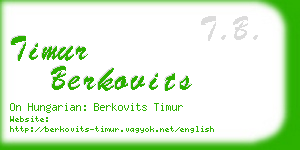 timur berkovits business card